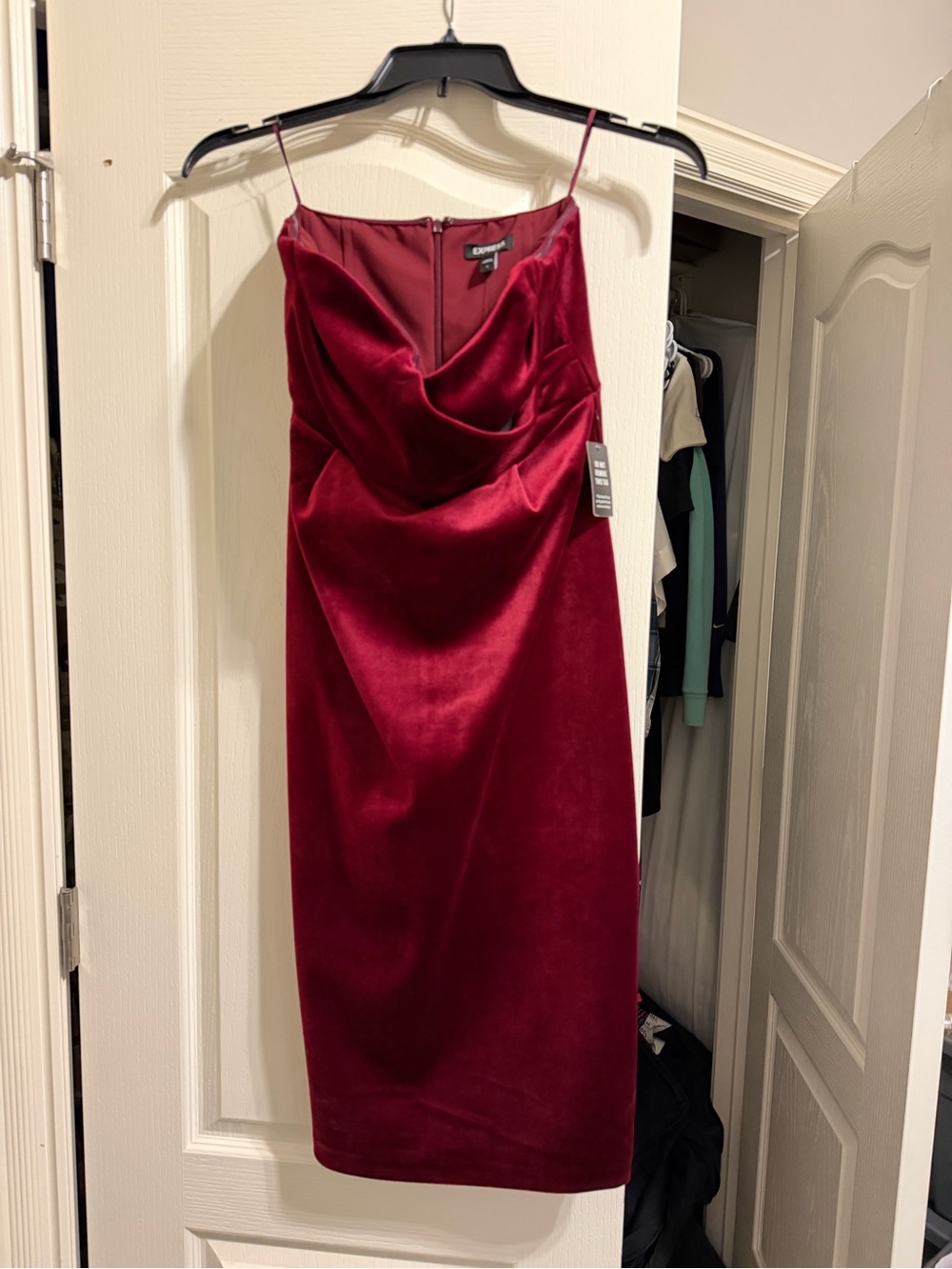 Express Burgundy Velvet Midi Slip Dress